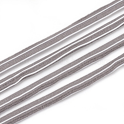 Cordon plat en élastique, avec l'extérieur en nylon et caoutchouc à l'intérieur, grises , 7x2.5 mm, environ 100 yard/paquet(300 pieds/paquet)