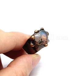 Anillos abiertos con forma de corazón de labradorita natural, anillo de latón cobre rojo, nosotros tamaño 8 (18.1 mm), superficie: 29x14 mm