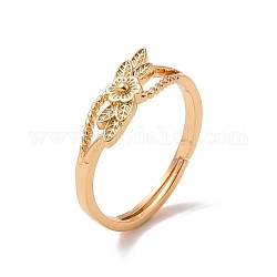 Verstellbarer Ring aus Messing mit der Blume des Lebens für Frauen, cadmiumfrei und bleifrei, echtes 18k vergoldet, uns Größe 5 (15.7mm)