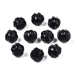 Perline murano fatto a mano, fiore, nero, 10~11x11.5~12.5mm, Foro: 1.2 mm