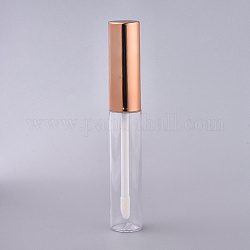 Abs Kunststoff leere Lippenglasurbehälter, nachfüllbare Lipglossflaschen, mit Kappe und Pinsel, dunkler Lachs, 10.5x1.6 cm, Kapazität: 10 ml