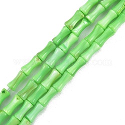 Naturali di acqua dolce perline shell fili, tinto, forma di bastoncino di bambù, lime, 8x4.5mm, Foro: 0.8 mm, circa 46pcs/filo, 14.49 pollice (36.8 cm)