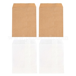 100 pièces 2 couleurs sacs en papier kraft blanc et marron, pas de poignées, sacs de stockage de nourriture, 18x13 cm, 50 pcs / couleur