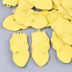 Pendentifs en fer peint, jaune, 37x18x2.5mm, Trou: 1mm