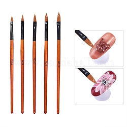 5 pcs ongles art brosse stylos, manche en bois et tête de stylo en fibre de nylon, burlywood, 185~195x7 mm, 5 pcs / set