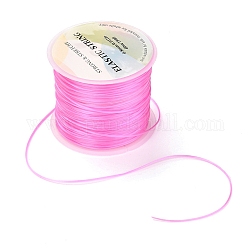 Cuerda de cristal elástica plana, Hilo de cuentas elástico, para hacer la pulsera elástica, rosa, 0.8mm, alrededor de 65.61 yarda (60 m) / rollo