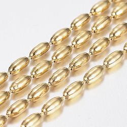 Handmade Ion Plating(IP) 304 Stainless Steel Ball Chains, with Spool, Oval, Golden, 3.5x1.5mm, about 10m/roll(10.936yards/roll)