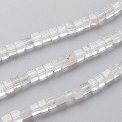 Natürlichem Quarz-Kristall-Perlen Stränge, Bergkristallperlen, Würfel, 4x4x4 mm, Bohrung: 0.7 mm, ca. 93 Stk. / Strang, 15.75 Zoll (40 cm)