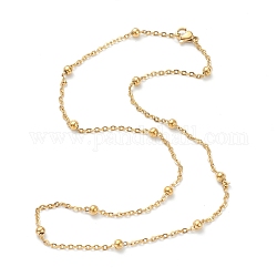 Vakuumbeschichtung 304 Kabelketten aus Edelstahl, mit runden Perlen, golden, 17.79 Zoll (45.2 cm), 2 mm