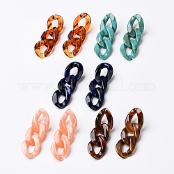 Acrylic Curb Chain Ear Studs, with 304 Stainless Steel Findings, Mixed Color, 65mm, Pin: 0.7mm