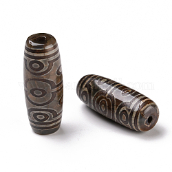 Тибетского стиля бусы дзи, природных бисера агат, окрашенная и подогревом, овальные, 10 глаз, 28.5~32x10~12.5 мм, отверстие : 1.5~3 мм