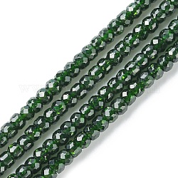 Cuentas sintéticas goldstone verdes hebras, facetados, rerondana plana, 3x2mm, agujero: 0.7 mm, aproximamente 172 pcs / cadena, 14.96 pulgada (38 cm)