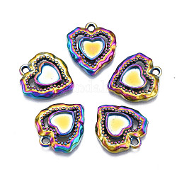 Ciondoli in lega color arcobaleno montature in smalto, cadmio & nichel &piombo libero, cuore, 18x16x3mm, Foro: 1.6~1.8 mm