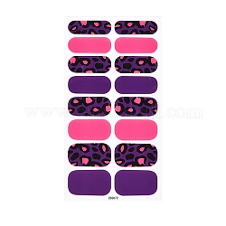 Full Wrap Fruit Nail Stickers, Self-Adhesive Geometry Nail Art Decal Strips, for Women Girls DIY Nail Art Decoration, Purple, 27x8.5~16mm, 16pcs/sheet