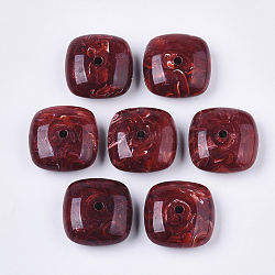 Акриловые бусины, Стиль имитация драгоценных камней, квадратный, огнеупорный кирпич, 31~31.5x31~31.5x14~14.5 мм, отверстие : 3.5~4 мм, Около 46 шт / 500 г