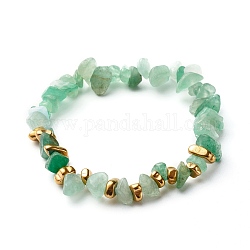 Bracelets extensibles en perles d'aventurine verte naturelle, avec des non-magnétiques perles synthétiques d'hématite, diamètre intérieur: 2-1/8 pouce (5.5 cm)