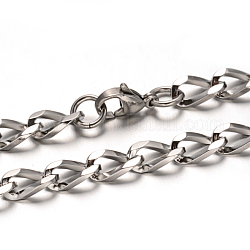 Collares de cadena de bordillo de 304 acero inoxidable, con cierre de langosta, facetados, color acero inoxidable, 23.4 pulgada (59.4 cm), 6mm