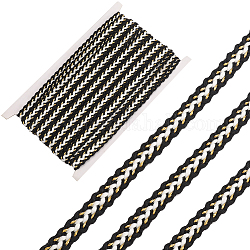 GORGECRAFT 10 Yards 1/2 Inch Cotton Braided Ribbon Gimp Braid Trim Metallic Gold Woven Fabric Decorative Black Webbing Packaging Gift Tape Handmade Supplies for Curtains Lampshade Sofa Sewing Crafting