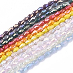 FilI di perline in vetro placcato, ab colore placcato, sfaccettato a goccia, colore misto, 4x3mm, Foro: 0.7 mm, circa 98~99pcs/filo, 16.54~16.92 pollice (42~43 cm)