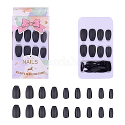 Пластиковые ложные наконечники для ногтей, инструмент для маникюра для ногтей, чёрные, 17~23x7~14 мм, Около 24 шт / коробка
