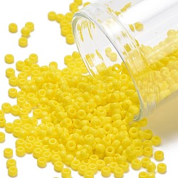 Miyuki runde Rocailles Perlen, japanische Saatperlen, (rr404) undurchsichtig gelb, 11/0, 2x1.3 mm, Bohrung: 0.8 mm, über 1100pcs / Flasche, 10 g / Flasche