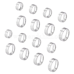 Dicosmetic 16 pz 8 taglia 316 anello per dito scanalato in acciaio inossidabile per uomo donna, colore acciaio inossidabile, diametro interno: formato degli stati uniti 5 1/2~14 (16.1~23 mm), 2pcs / size