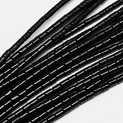 Filo di perline turchesi sintetici, tinto, colonna, nero, 5x3mm, Foro: 1 mm, circa 72pcs/filo, 15.2 pollice