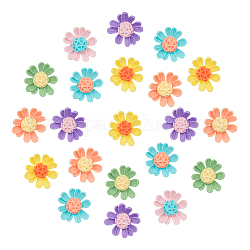 Cabujones de resina opaca sunnyclue, flor, color mezclado, 30.5x32x7.5~8.5mm, 6 colores, 8 piezas / color, 48 PC / sistema