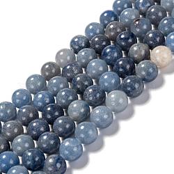 Natürlichen blauen Aventurin Perlen Stränge, Runde, 10 mm, Bohrung: 1 mm, ca. 38 Stk. / Strang, 15.1 Zoll
