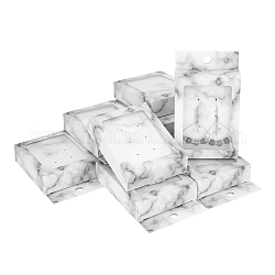 Papier benecreat avec fenêtre en plastique, pour boîtes à boucles d'oreilles, boîte à bijoux et coffret cadeau, rectangle avec motif en marbre, blanc, 13.2x8.2x2.5 cm