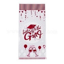 Sacchetti di plastica opp, tema di laurea, per caramelle, biscotti, confezione regalo, rosso scuro, rettangolo, modello di tema di laurea, 27x13x0.01cm, 50pc / borsa
