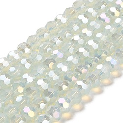 Ständer aus imitierten Jade-Glasperlen, ab-Farben, facettiert, Runde, Transparent, 8x7~7.5 mm, Bohrung: 1.5 mm, ca. 66 Stk. / Strang, 18.82~19.06 Zoll (47.8~48.4 cm)