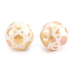 Perles en verre electroplate, pour juif, rond avec étoile de david, arc-en-ciel plaqué, 10x9.5~10mm, trou: 1.2 mm, 200 PCs / sac