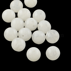Granos de imitación de acrílico de piedras preciosas, redondo, blanco, 10mm, agujero: 2 mm, aproximamente 925 unidades / 500 g