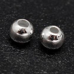 925 Sterling Silber Perlen, nahtlose runde Perlen, Silber, 3 mm, Bohrung: 1~1.2 mm