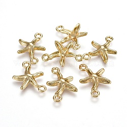 Alloy Links connectors, Ocean Theme, Lead Free & Nickel Free & Cadmium Free, Starfish/Sea Stars, Real 14K Gold Plated, 22x15x3mm, Hole: 1.8mm
