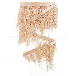 Rifinitura in piume di struzzo alla moda Gorgecraft, con fascia in tela, accessori dell'ornamento, marrone noce di cocco, 76~104x1mm