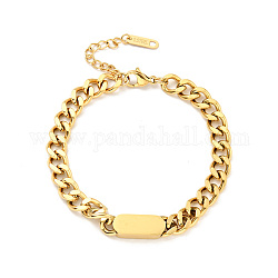 Placage ionique (ip) 304 bracelet à maillons rectangulaires en acier inoxydable avec chaînes gourmettes pour femme, or, 7 pouce (17.7 cm)