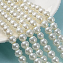 Chapelets de perles rondes en verre peint, jaune clair, 8~9mm, Trou: 1mm, Environ 105 pcs/chapelet, 31.4 pouce
