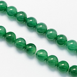 Round Dyed Natural Green Onyx Agate Beads Strands, 6mm, Hole: 1.5mm, about 63pcs/strand, 15.7 inch