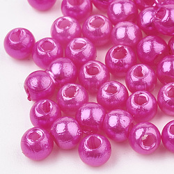 Abs Kunststoffperlen, Nachahmung Perlen, Runde, Magenta, 6x5.5 mm, Bohrung: 1.5 mm, ca. 4700 Stk. / 500 g