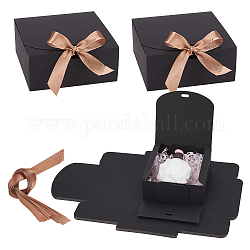 Nbeads 15 комплект, маленькая подарочная коробка с бантом, Крафт-подарочные коробки с лентой, квадратные подарочные коробки, коробки для конфет для свадьбы, девичника, украшения для дня рождения, черный 4.53×4.53×1.97 дюйма