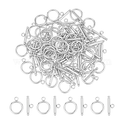 PH PandaHall 50pcs Stainless Steel Bar and Ring Toggle Clasps Jewelry Components End Clasps for Bracelet Necklace Making