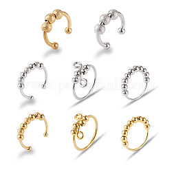 Spritewelry 8 pz 8 anelli per polsini girevoli in ottone con perline, anelli anti ansia per le donne, oro & colore acciaio inossidabile, diametro interno: 18~18.3mm, 1pc / style