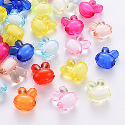 Perles en acrylique transparente, Perle en bourrelet, teinte, lapin, couleur mixte, 15.5x12x9.5mm, Trou: 2mm, environ 480 pcs/500 g