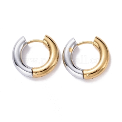Двухцветные серьги-кольца из нержавеющей стали 304 для женщин, золотые и нержавеющая сталь цвет, 6 датчик, 17x18x4 мм, штифты : 1 мм