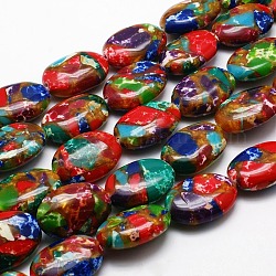 Synthetic Imperial Jasper Bead Strands, Dyed, Oval, Colorful, 14x10x5mm, Hole: 1mm, about 29pcs/strand, 15.7 inch