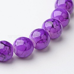 スプレープリントガラスビーズ連売り  ラウンド  暗紫色  8mm  穴：1.3~1.6mm  約100個/連  31.4インチ