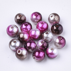 Rainbow ABS Plastic Imitation Pearl Beads, Gradient Mermaid Pearl Beads, Round, Coconut Brown, 5.5~6x5~5.5mm, Hole: 1.5mm, about 5000pcs/500g