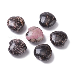 Pierre d'amour coeur rhodonite naturelle, pierre de palme de poche pour équilibrer le reiki, 29.5x30.5x15~16mm